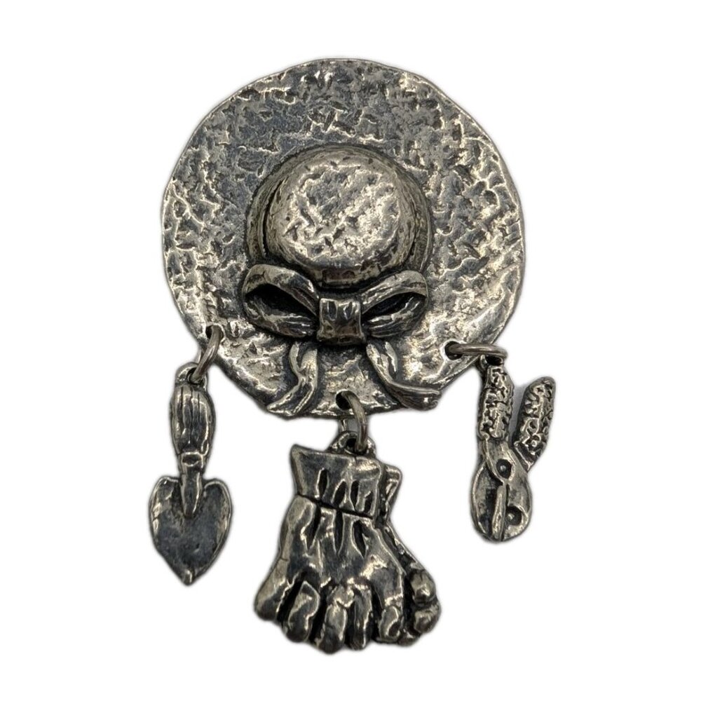Sheridan Brooch Pin Sun Hat Bow Garden Tools Charms Gardening gift mother b'day